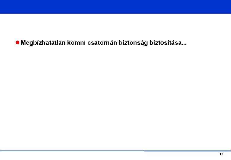  Megbízhatatlan komm csatornán biztonság biztosítása. . . 17 