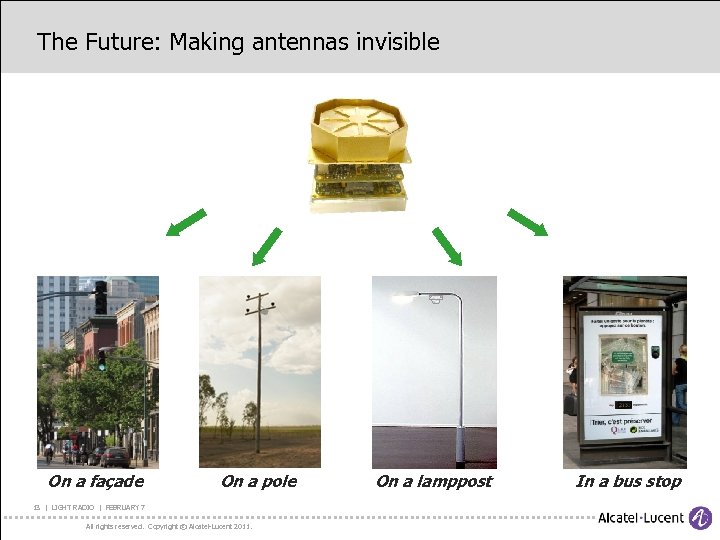 The Future: Making antennas invisible On a façade On a pole 13 | LIGHT