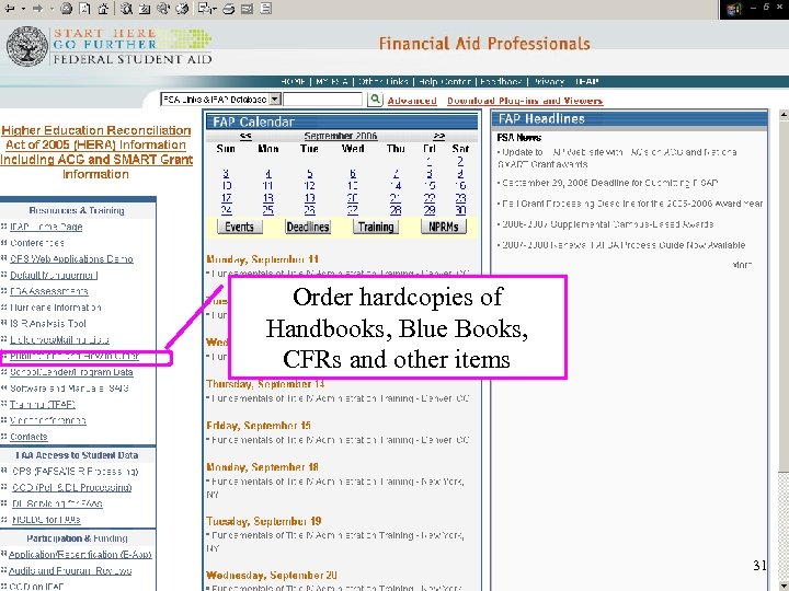 Order hardcopies of Handbooks, Blue Books, CFRs and other items 31 