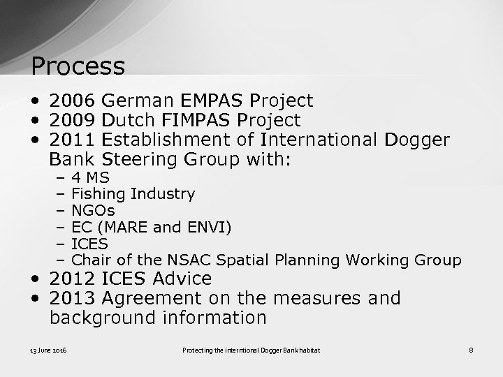 Process • 2006 German EMPAS Project • 2009 Dutch FIMPAS Project • 2011 Establishment