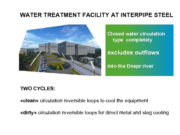 WATER TREATMENT FACILITY AT INTERPIPE STEEL Closed water circulation type completely excludes outflows into