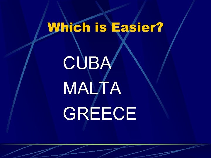 Which is Easier? CUBA MALTA GREECE 