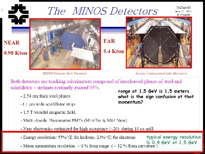 range at 1. 5 Ge. V is 1. 5 meters what is the sign