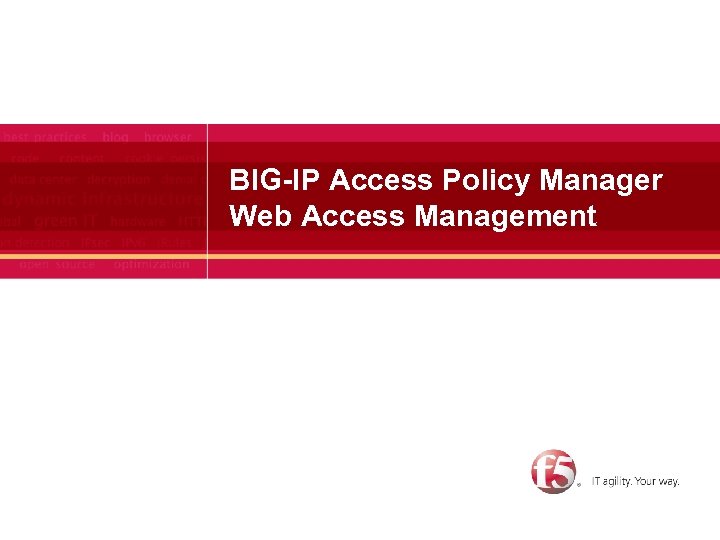 BIG-IP Access Policy Manager Web Access Management 