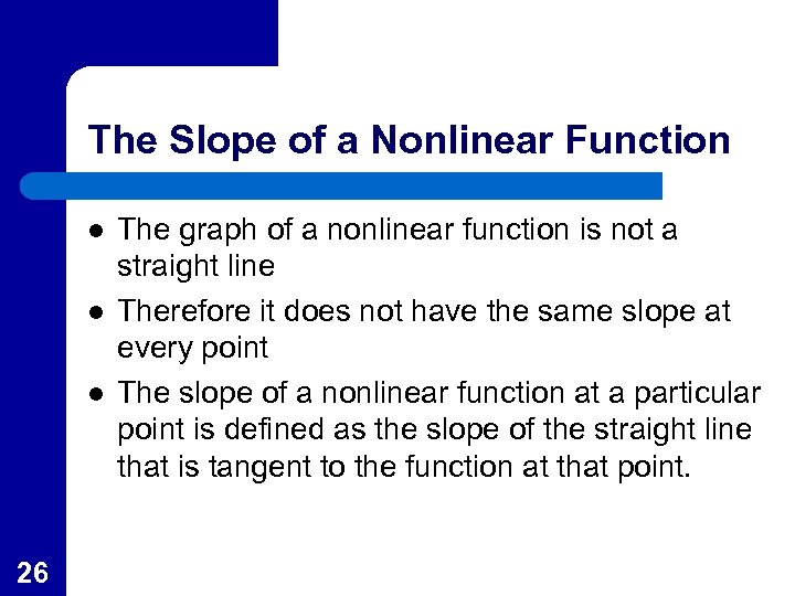 The Slope of a Nonlinear Function l l l 26 The graph of a