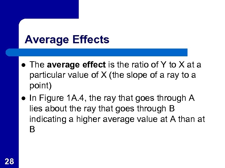Average Effects l l 28 The average effect is the ratio of Y to