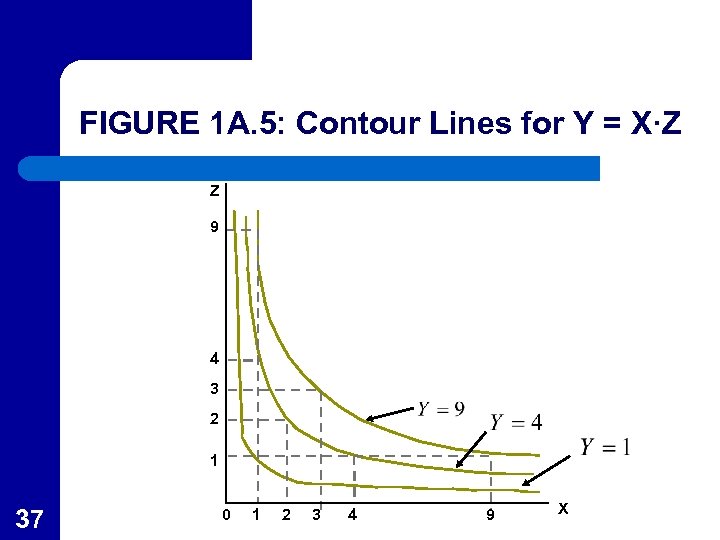 FIGURE 1 A. 5: Contour Lines for Y = X·Z Z 9 4 3