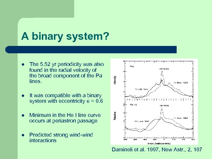 A binary system? l The 5. 52 yr periodicity was also found in the