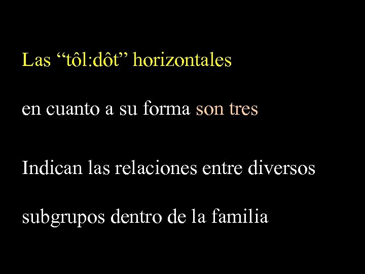 Las “tôl: dôt” horizontales en cuanto a su forma son tres Indican las relaciones