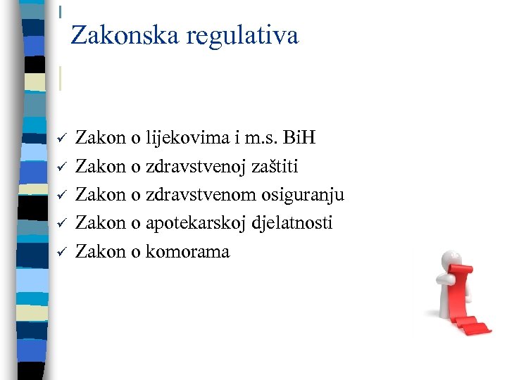 Zakonska regulativa ü ü ü Zakon o lijekovima i m. s. Bi. H Zakon