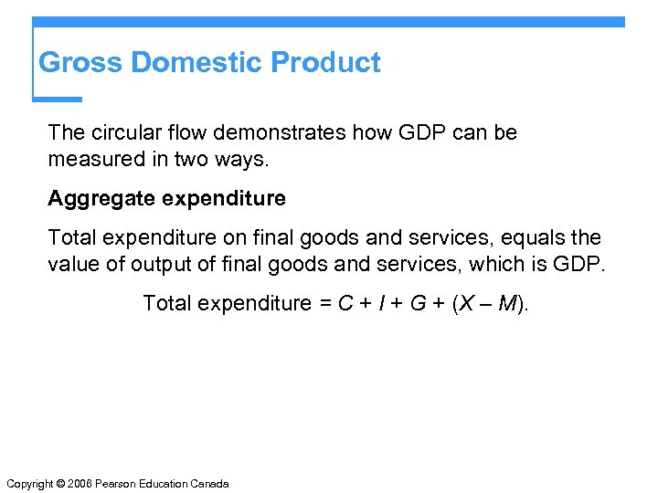 Gross Domestic Product The circular flow demonstrates how GDP can be measured in two