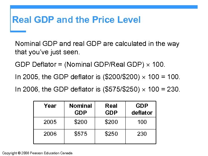 Real GDP and the Price Level Nominal GDP and real GDP are calculated in