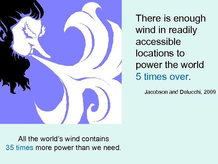 There is enough wind in readily accessible locations to power the world 5 times