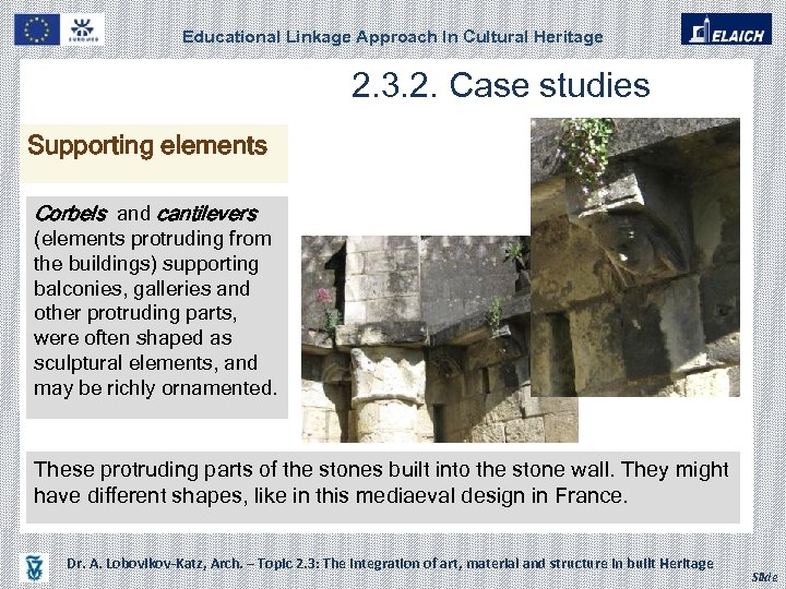 Educational Linkage Approach In Cultural Heritage 2. 3. 2. Case studies Supporting elements Corbels