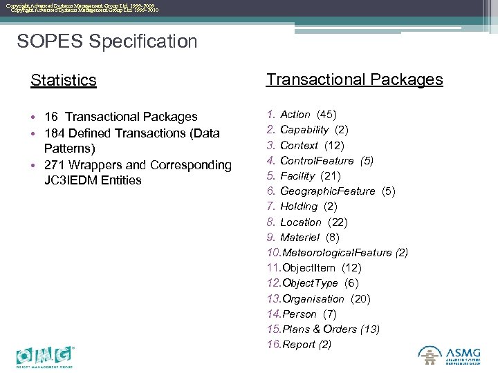 Copyright Advanced Systems Management Group Ltd. 1999 -2009 Copyright Advanced Systems Management Group Ltd.