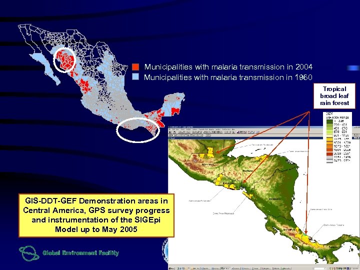 Municipalities with malaria transmission in 2004 Municipalities with malaria transmission in 1960 Tropical broad