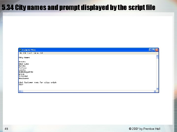 5. 34 City names and prompt displayed by the script file 45 © 2007