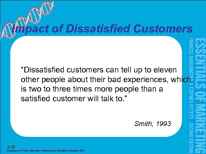 Impact of Dissatisfied Customers “Dissatisfied customers can tell up to eleven other people about