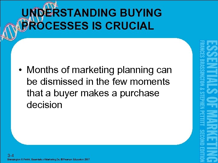 UNDERSTANDING BUYING PROCESSES IS CRUCIAL • Months of marketing planning can be dismissed in