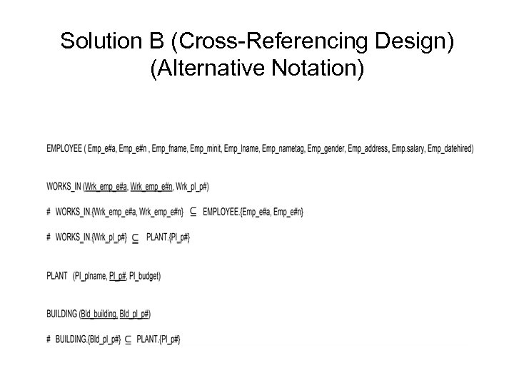 Solution B (Cross-Referencing Design) (Alternative Notation) 