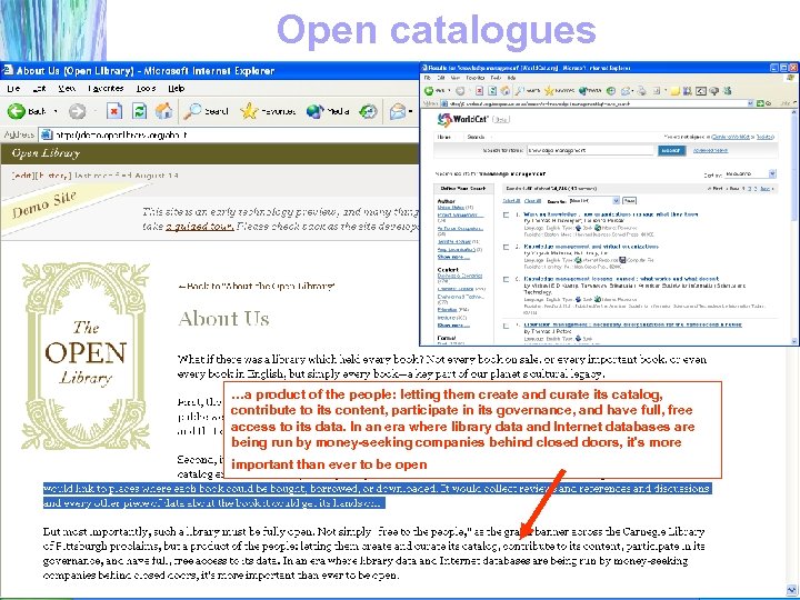 Open catalogues …a product of the people: letting them create and curate its catalog,