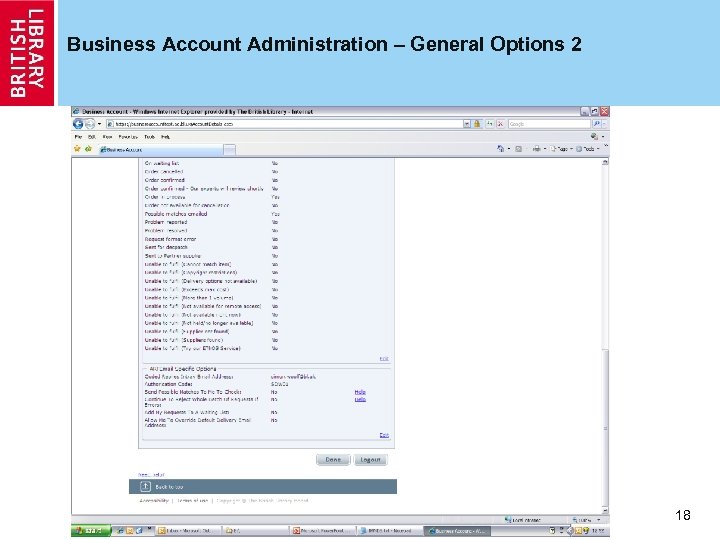 Business Account Administration – General Options 2 18 
