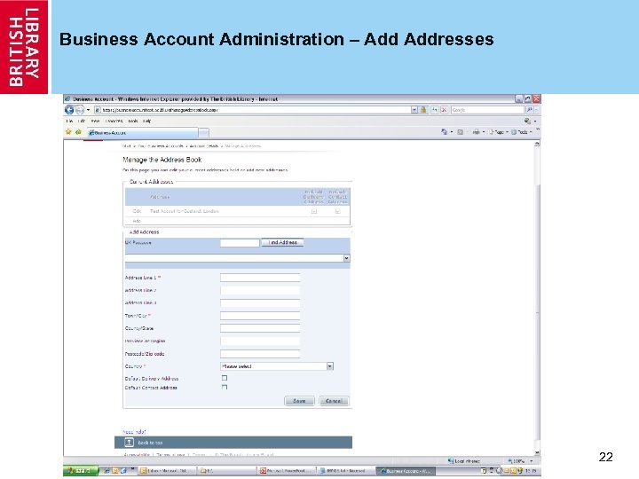 Business Account Administration – Addresses 22 
