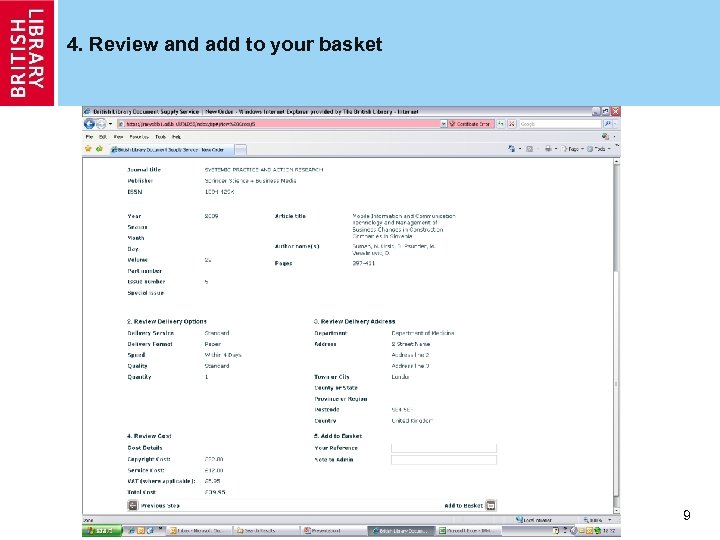 4. Review and add to your basket 9 