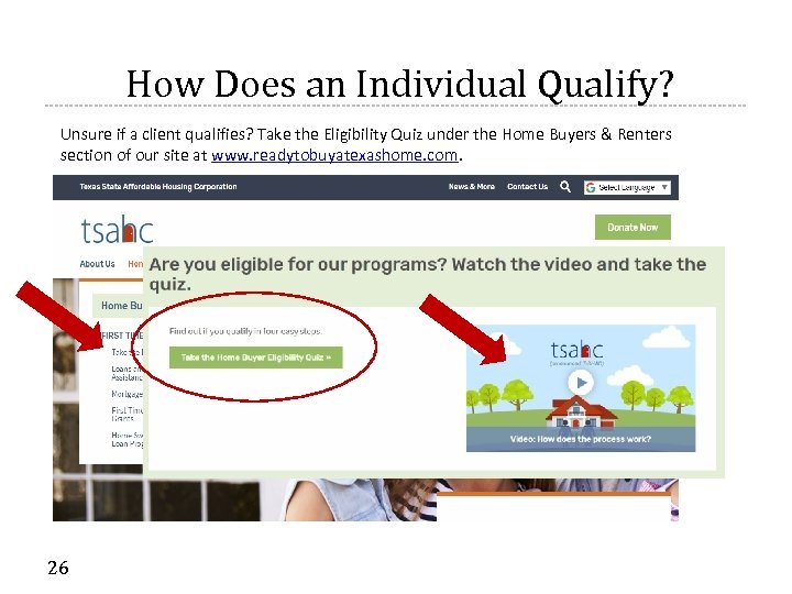 How Does an Individual Qualify? Unsure if a client qualifies? Take the Eligibility Quiz