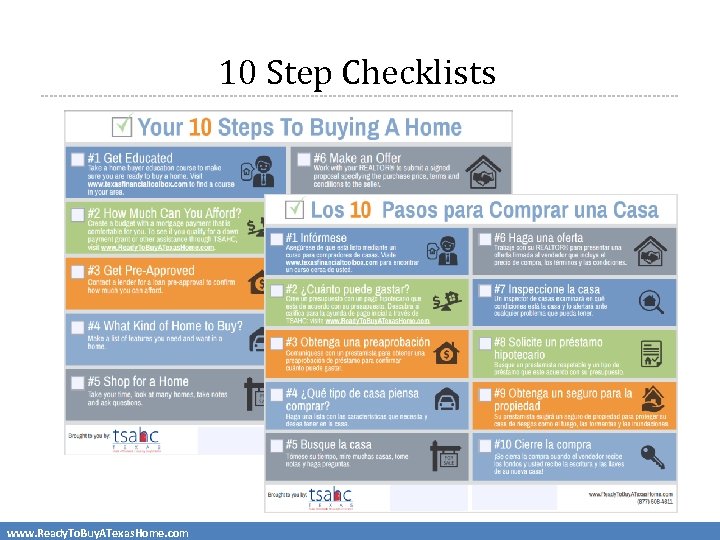 10 Step Checklists www. Ready. To. Buy. ATexas. Home. com 