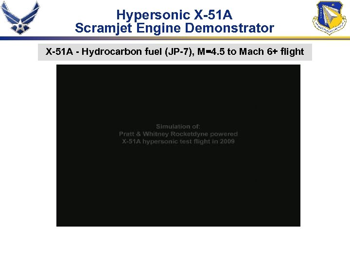 Hypersonic X-51 A Scramjet Engine Demonstrator X-51 A - Hydrocarbon fuel (JP-7), M=4. 5