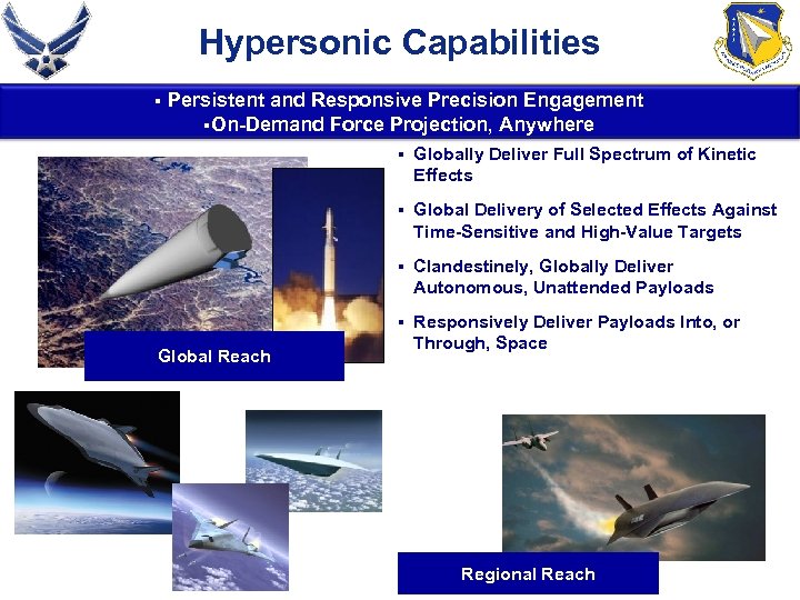 Hypersonic Capabilities § Persistent and Responsive Precision Engagement §On-Demand Force Projection, Anywhere § §