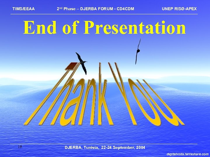 TIMS/EEAA 2 nd Phase – DJERBA FORUM - CD 4 CDM UNEP RISØ-APEX End