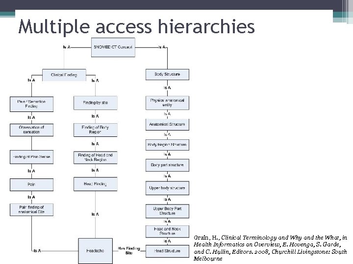 Multiple access hierarchies Grain, H. , Clinical Terminology and Why and the What, in