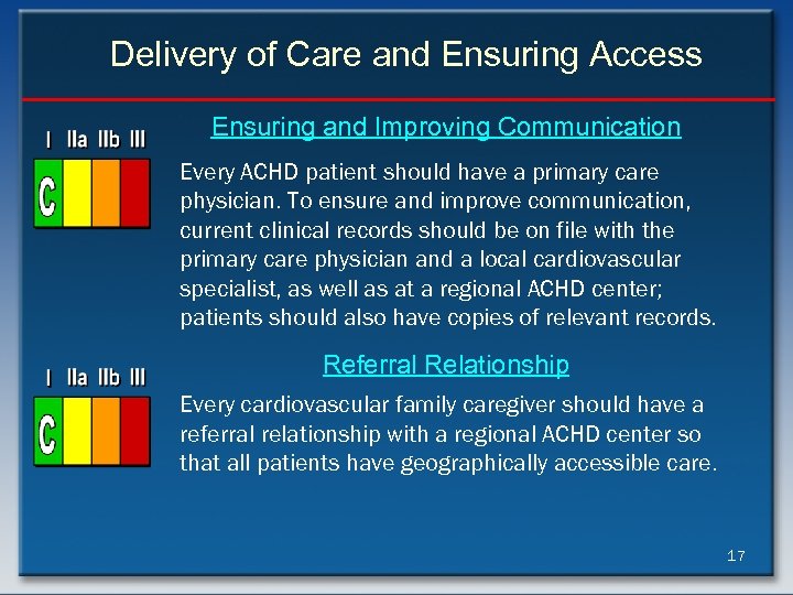 Delivery of Care and Ensuring Access Ensuring and Improving Communication Every ACHD patient should