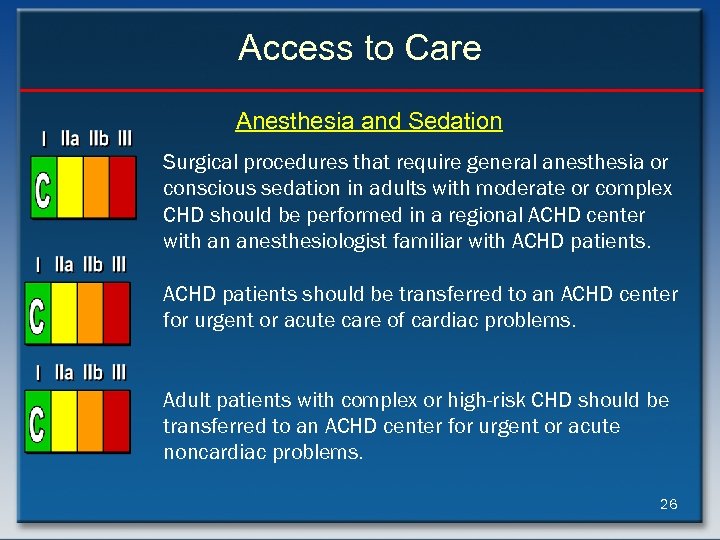 Access to Care Anesthesia and Sedation Surgical procedures that require general anesthesia or conscious