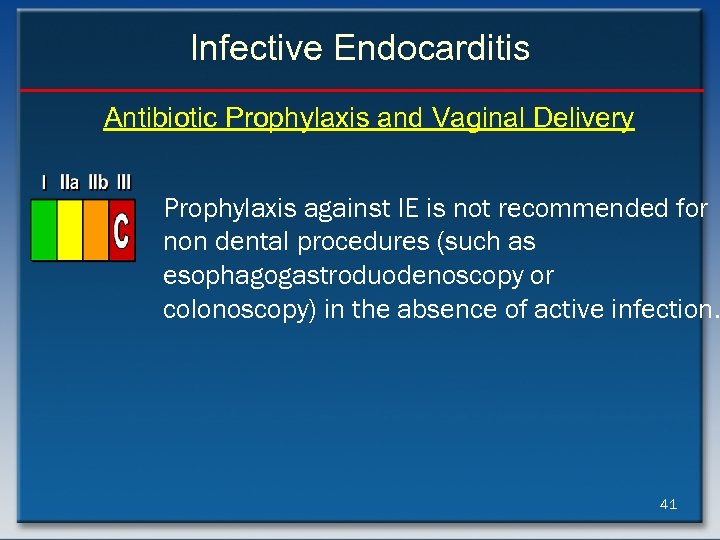 Infective Endocarditis Antibiotic Prophylaxis and Vaginal Delivery Prophylaxis against IE is not recommended for