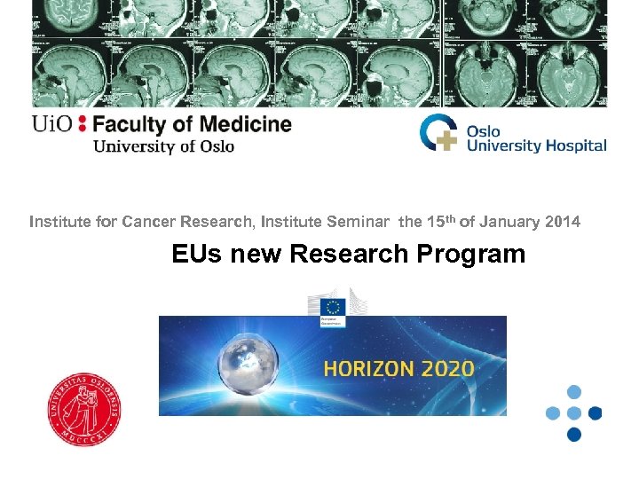Institute for Cancer Research, Institute Seminar the 15 th of January 2014 EUs new