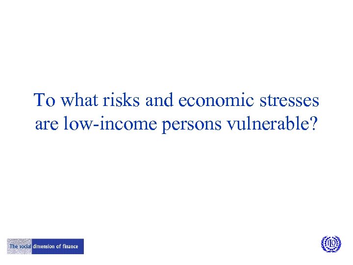 To what risks and economic stresses are low-income persons vulnerable? 