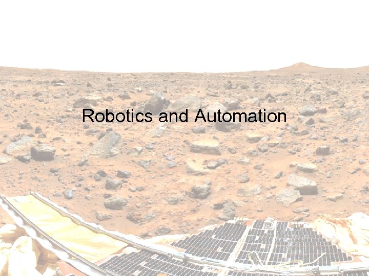Robotics and Automation 