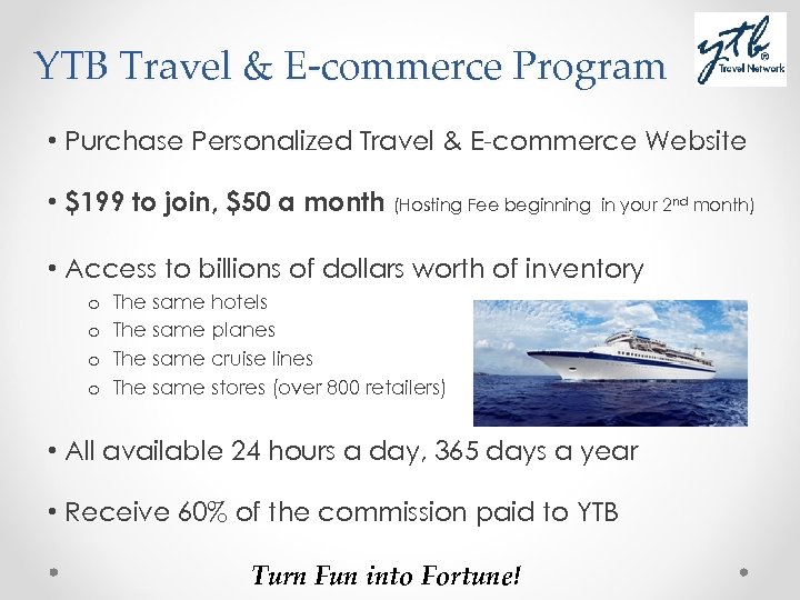 YTB Travel & E-commerce Program • Purchase Personalized Travel & E-commerce Website • $199