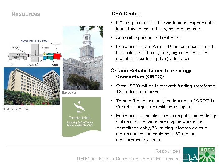 Resources IDEA Center: • 5, 000 square feet—office work areas, experimental laboratory space, a