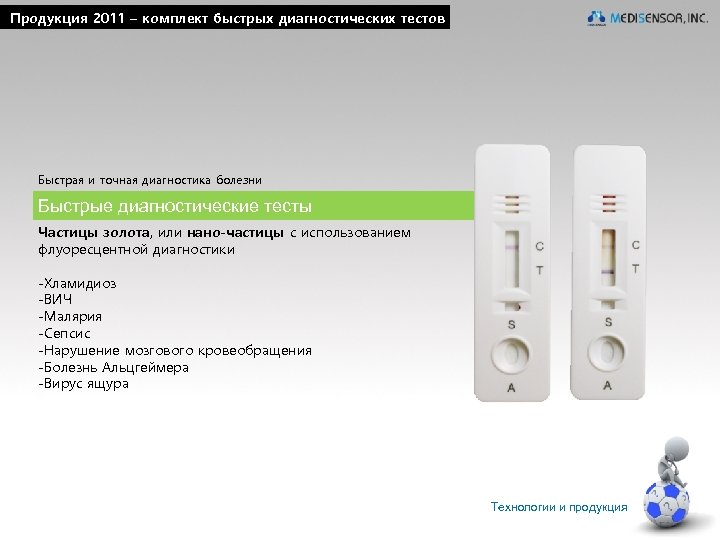 Продукция 2011 – комплект быстрых диагностических тестов Быстрая и точная диагностика болезни Быстрые диагностические