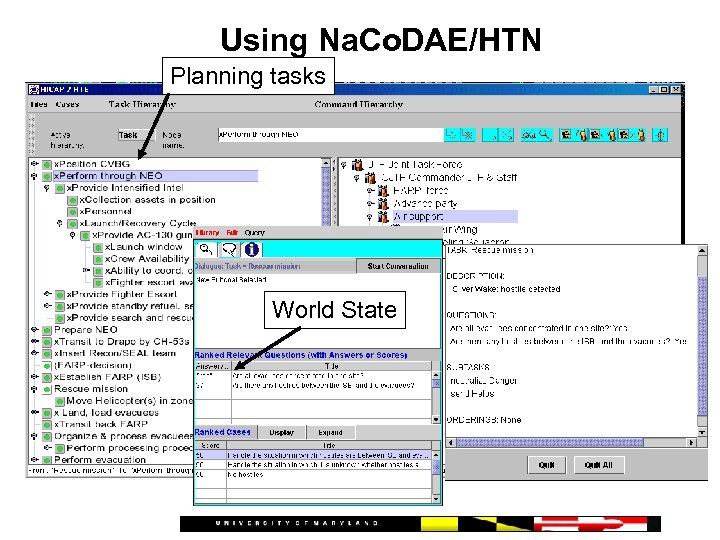 Using Na. Co. DAE/HTN Planning tasks World State 