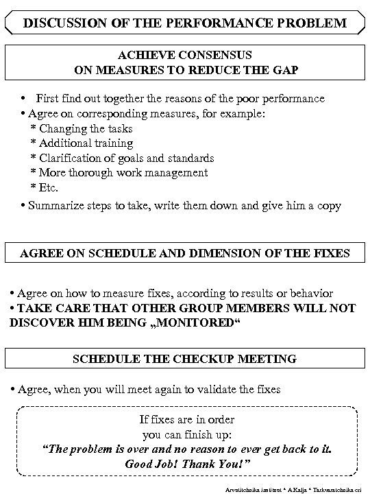 DISCUSSION OF THE PERFORMANCE PROBLEM ACHIEVE CONSENSUS ON MEASURES TO REDUCE THE GAP •