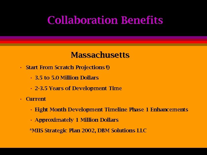 Collaboration Benefits Massachusetts • Start From Scratch Projections * ) ( • 3. 5