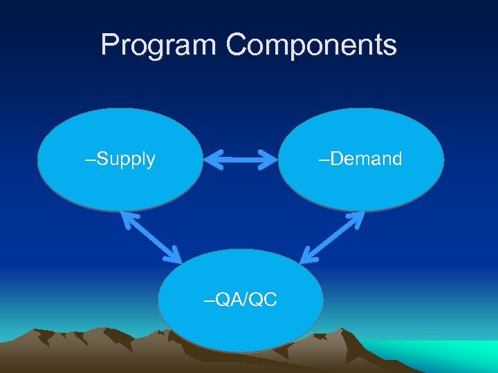 Program Components –Supply –Demand –QA/QC 