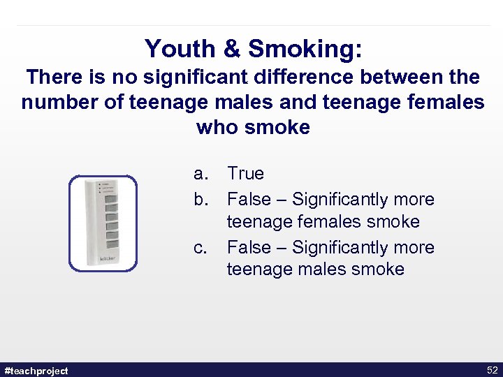 Youth & Smoking: There is no significant difference between the number of teenage males