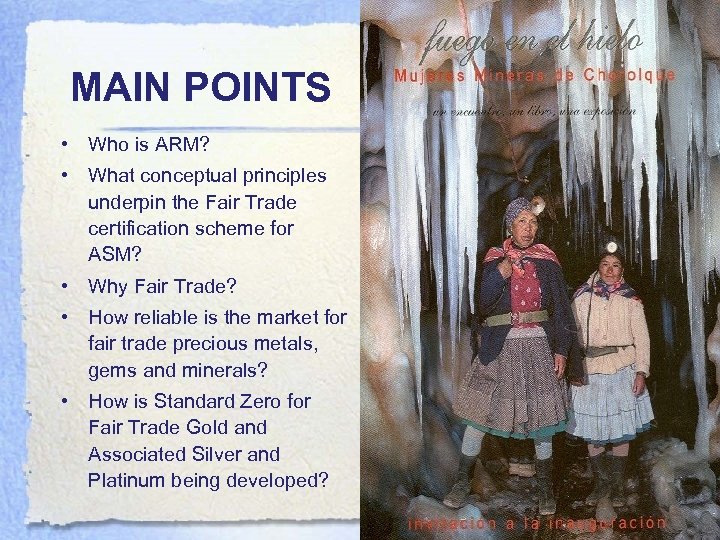 MAIN POINTS • Who is ARM? • What conceptual principles underpin the Fair Trade