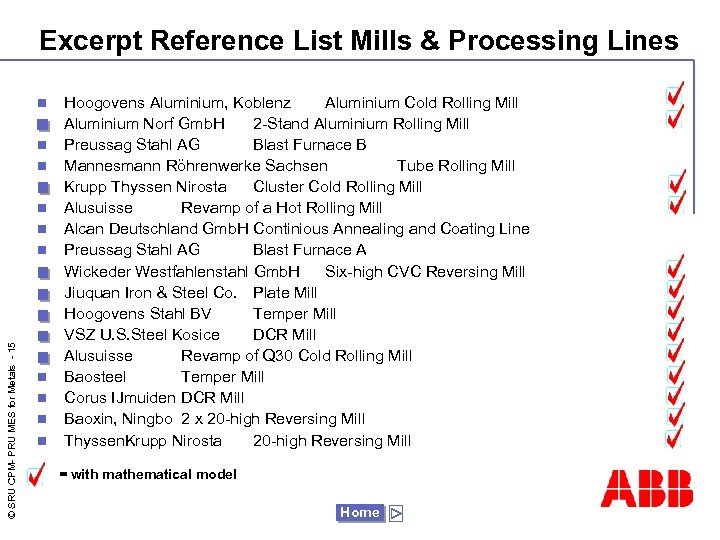Excerpt Reference List Mills & Processing Lines n n n n n © SRU